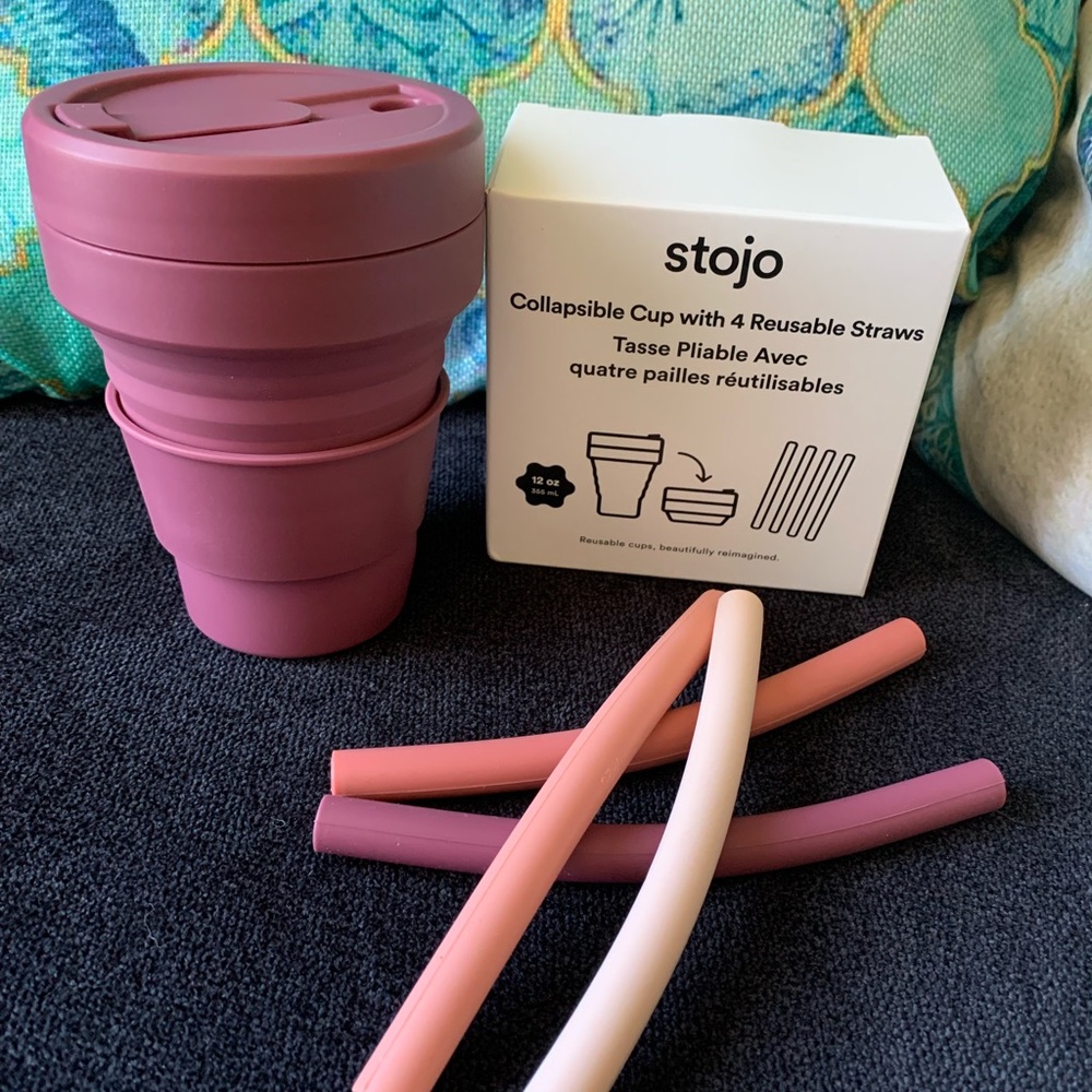 Stojo Collapsible Cup with four Reusable Straws